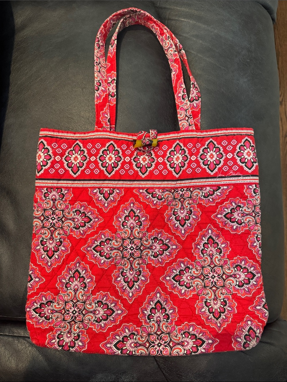 Vera Bradley Red Frankly Scarlet Floral Quilted Tote Bag